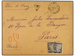 634 REUNION. 1883 (Feb 27). Stampless Cover To Paris With Triangular <B>'T'</B> Marking And <B>St.Denis</B> Cds In Black - Other & Unclassified