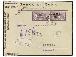 641 SIRIA. 1922. BYROUTH To GERMANY. <B>3 Pi On 60 Cts.</B> (2) Registered Cover With Censura Labels. - Other & Unclassified