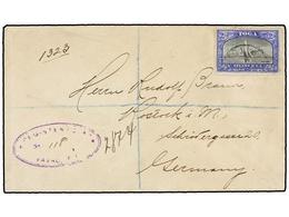 645 TONGA. Sg.51. 1900. VAVAU To GERMANY. <B>2 Sh. </B>stamp On Reverse German New Guinea (APIA) Transit And Arrival Cds - Autres & Non Classés