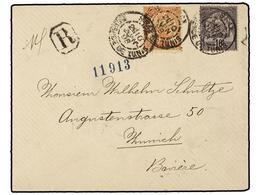 646 TUNEZ. 1898. SFAX To MUNICH (Germany). <B>10 Cts.</B> And <B>40 Cts.</B> Registered Cover. Arrival On Reverse. - Andere & Zonder Classificatie