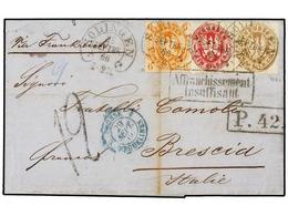 655 ALEMANIA ANTIGUOS ESTADOS: PRUSIA. 1866. SOLINGEN To ITALY. <B>1 Sgr., 3 Sgr.</B> And <B>6 Sgr.</B> With <B>AFFRANCH - Andere & Zonder Classificatie