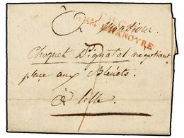 662 ALEMANIA. 1806. MORHENDURFF? To FRANCE. Entire Letter With Red <B>Bau Gal/ARM. D'HANNOVRE</B> Mark. - Sonstige & Ohne Zuordnung