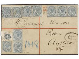 700 AUSTRALIA. 1895. SYDNEY To AUSTRIA. <B>3 D.</B> Registered Postal Stationary Envelope Uprated With Ten Stamps Of <B> - Sonstige & Ohne Zuordnung