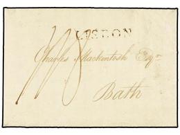 721 GIBRALTAR. 1805. GIBRALTAR To BATH. Entire Letter Charged <B>'1/8'</B> Packet Rate, Sent Via Portugal. <B>LISBON</B> - Andere & Zonder Classificatie