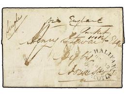 727 GIBRALTAR. 1839. GIBRALTAR To NOVA SCOTIA. Entire Letter Sent Via England. On Front <B>HALIFAX/NOVA SCOTIA</B> Cds.  - Autres & Non Classés