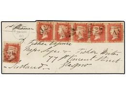 728 GIBRALTAR. 1860. GIBRALTAR To GLASGOW. Envelope Franked With Six <B>1d.</B> Red Stamps Tied By <B>A26</B> Cancel And - Autres & Non Classés