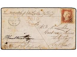 733 GIBRALTAR. 1869. GIBRALTAR To STIRLING (Scotland). <B>SOLDIER'S LETTER.</B> Envelope Franked With <B>GB 1 D.</B> Red - Autres & Non Classés