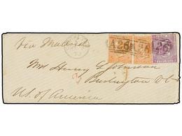 734 GIBRALTAR. 1870. GIBRALTAR To USA. Envelope Franked With GB Two <B>4 D.</B> Orange And <B>6 D.</B> Lilac Stamps, Can - Andere & Zonder Classificatie