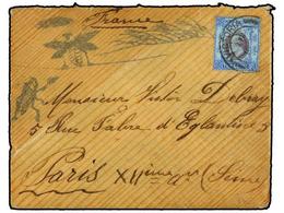 755 HONG KONG. 1906. HONG KONG To FRANCE. Ilustrated Bamboo Envelope With Contents Franked With <B>10 Cents.</B> Stamp. - Altri & Non Classificati