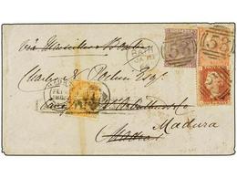 759 INDIA. 1866. BATH (Great Gritain) To MADRAS (India). <B>4 P.</B> Orange And <B>6 P.</B> Lilac And <B>1 P.</B> Red (l - Andere & Zonder Classificatie