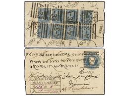 764 INDIA. 1890. MUZAFFARNAGAR To NAWAI. <B>1/2 Anna</B> Envelope Uprated With Eight Stamps Of <B>1/2 Anna </B>tied <B>A - Andere & Zonder Classificatie