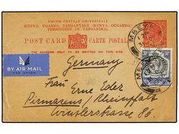 770 KENIA. 1936. MBEYA To GERMANY. <B>15 Cts.</B> Postal Stationary Card Uprated With <B>30 Cts.</B> Stamp. - Autres & Non Classés