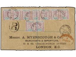 774 LEEWARD. 1897. ANTIGUA To LONDON.<B> 1/2 D.</B> (9) Send Registered, Arrival On Reverse. - Autres & Non Classés