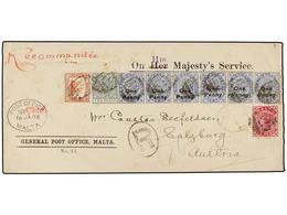 785 MALTA. 1903. MALTA To AUSTRIA. <B>1 D., 1 D. On 2 D.</B> (6), <B>2 D.</B> And <B>5 D.</B> Sent Registered Unusual Fr - Sonstige & Ohne Zuordnung