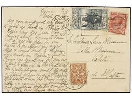 787 MALTA. 1927. ROMA To VALETTA (Malta). Postcard Franked With Italian <B>10 Cts.</B> And <B>1,25 Lire</B> Taxed Of Arr - Andere & Zonder Classificatie
