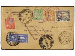 788 MALTA. 1932. MALTA To CAPE TOWN (Sudafrica).<B> AIR MAIL</B> Cover Franked With <B>1/2 D.</B>, <B>1 D., 6 D.</B> And - Autres & Non Classés