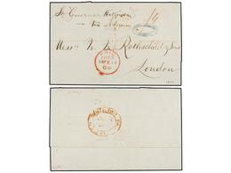 812 MAURICIO. 1857. MAURITIUS To LONDON. Folded Letter, Endorsed <I>'Governor Higginson, Via Aden'</I>, On Reverse Red O - Altri & Non Classificati