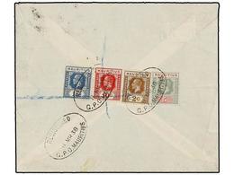 817 MAURICIO. 1938. MAURITIUS To LONDON. <B>2 Cts., 5 Cts., 10 Cts.</B> And <B>15 Cts.</B> Sent Registered. - Other & Unclassified