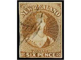 822 ° NUEVA ZELANDA. Sg.14. 1855-59. <B>6 D.</B> Pale Brown, No Water Mark. Complete Margins. FINE. Stanley Gibbons.300£ - Sonstige & Ohne Zuordnung