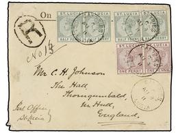 837 SANTA LUCIA. 1911. CASTRIES To ENGLAND. <B>1/2 D.</B> Green (4) And <B>1 P.</B> Lilac (2) Arrival Cds On Reverse. - Sonstige & Ohne Zuordnung