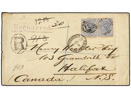 842 SIERRA LEONA. Sg.31 (2). 1892. FREETOWN To HALIFAX (Canada). <B>2 1/2 P.</B> Blue. Registered Cover. Arrival Cds. On - Andere & Zonder Classificatie