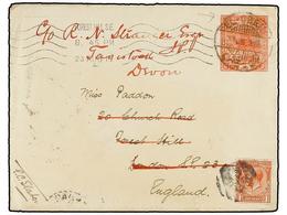 845 SUDAN. 1917. EL UBEIN To ENGLAND. <B>5 Mils.</B> Postal Stationary Envelope Redirected In GB With <B>1 D.</B> Red St - Other & Unclassified