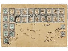 846 SUDAN. 1934. KARTOUM To ENGLAND. <B>1 Mil.</B> (2), <B>4 Mil. </B>(8) And <B>5 Mil.</B> (14). Espectacular Franking. - Autres & Non Classés