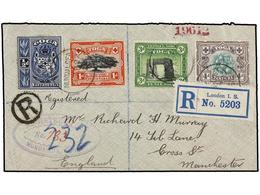 856 TONGA. Sg.38/39, 44/45. 1907. NUKUALUFA To GREAT BRITAIN. <B>1/2 D., 1 D., 3 D.</B> And <B>4 D.</B> Stamps Arrival C - Other & Unclassified