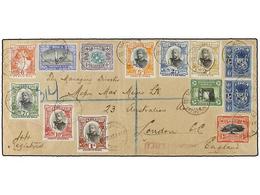 859 TONGA. Sg.38 (2), 39, 42/45, 47/51. 1913. VAVAU To LONDON. Espectacular Franking, Arrival On Reverse. - Autres & Non Classés