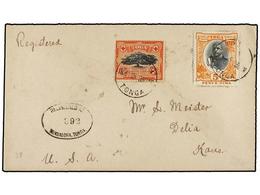 867 TONGA. 1925. NUKUALOFA To USA. <B>1 D.</B> And <B>5 D.</B> Stamps, Arrival Cds On Reverse. - Autres & Non Classés