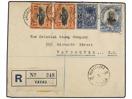 868 TONGA. Sg.38/39, 43. 1923. VAVAU To CANADA. <B>1/2 D.</B>, <B>1 D.</B> (2) And <B>2 1/2 D.</B> Stamps, Arrival Cds O - Other & Unclassified