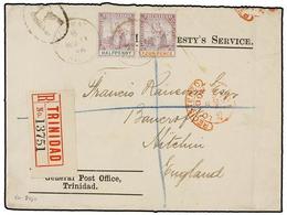 874 TRINIDAD. 1896. TRINIDAD To ENGLAND. <B>1/2 D.</B> And <B>4 D.</B> Send Registered, Arrival On Revese. - Other & Unclassified