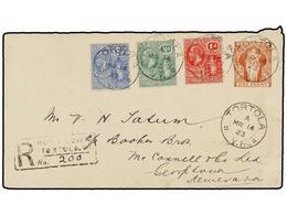 878 ISLAS VIRGENES. 1923. TORTOLA To GEORGETOWN (Demerara). <B>1 D.</B> Postal Stationary Envelope Uprated With <B>1/2 D - Andere & Zonder Classificatie