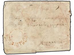 891 GRECIA: ISLAS JONICAS. 1825 (April 21). LIXURI To SVORONATA (Livatho, Cephalonia). Entire Letter With Red Double Rin - Andere & Zonder Classificatie