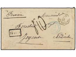 905 GUATEMALA. 1866 (Sept 16). Cover To FRANCE With Blue <B>CORREOS-GUATEMALA</B> Cds Of Despatch And Framed <B>FRANCO</ - Autres & Non Classés