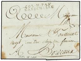 908 HAITI. 1783 (14 Mayo). AU CAP A BORDEAUX. Marca De Entrada <B>COL. N. PAR/LA ROCHELE</B> (Salles 16). Erosiones De P - Andere & Zonder Classificatie