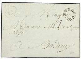 909 HAITI. 1787 (5 Junio). PORT AU PRINCE A BORDEAUX. Marca De Entrada Ovalada <B>COL. BORDX. </B>MAGNÍFICA Y RARA. - Autres & Non Classés