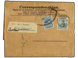 930 IRAN. 1908. Newspaper Wrapper Mailed From BERLIN (a Swiss Newspaper) To SULTANABAD Franked By <B>5pf.</B> Green Tied - Sonstige & Ohne Zuordnung