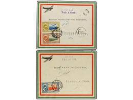 943 IRAN. 1929. <B>AIR MAIL.</B> 2 Ilustrated Envelopes With The Colours Of The Iranian Flag. - Andere & Zonder Classificatie