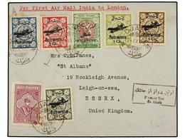 946 IRAN. Mi.543, 546, 569/73. 1929 (7-IV). DJASK To GREAT BRITAIN. <B>AIR MAIL. FIRST FLIGHT DJASK-KARACHI</B> (Mu. 26) - Other & Unclassified