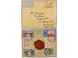 957 IRAN. Mi.574 (4), 604, 617, 623, 581. 1931 (7-XI). KERMANSHAH To GREAT BRITAIN. <B>AIR MAIL.</B> Colourfull Franking - Autres & Non Classés