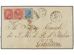 982 ITALIA. 1872. GAETA A GIBRALTAR. <B>20 Cts.</B> Azul Y <B>40 Cts.</B> Rosa (2). Fechador De <B>GIBRALTAR</B> En El F - Altri & Non Classificati