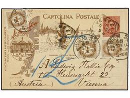 983 ITALIA. 1895. VENEZIA A VIENA (Austria). Entero Postal De <B>10 Cts.</B> Rojo Tasado A La Llegada Con Sellos De Aust - Autres & Non Classés