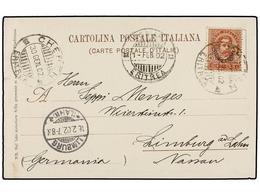 993 ERITREA. Sa.15. 1902. CHERON A ALEMANIA. Tarjeta Postal Circulada Con Sello De <B>10 Cts.</B> Rojo, Mat. <B>CHEREN/E - Autres & Non Classés