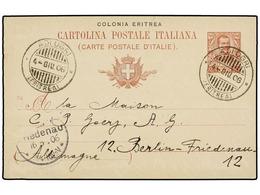 997 ERITREA. 1906. ADI UGRI A ALEMANIA. Entero Postal De <B>10 Cts.</B> Rojo, Mat. <B>ADI UGRI/ERITREA.</B> Rara Cancela - Other & Unclassified