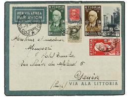 1009 ETIOPIA. 1936. ADDIS-ABEBA A SUIZA. Precioso Franqueo Con Sellos De Etiopía Y Eritrea Circulada Por Correo Aéreo, M - Andere & Zonder Classificatie