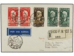 1013 ETIOPIA. 1936 (27-IX). ADDIS ABEBA A ROMA. PRIMER VUELO (Longhi 36WNa). Precioso Franqueo, Al Dorso Llegada. - Other & Unclassified