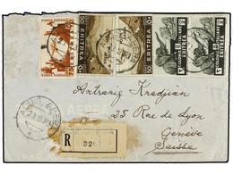 1019 ETIOPIA. 1938. ADDIS ABEBA A SUIZA. <B>50 Cts.</B> (2), <B>75 Cts.</B> Y <B>2 Liras </B>(2). Carta Certificada Circ - Andere & Zonder Classificatie