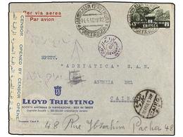 1023 COLONIAS ITALIANAS. <B>MASSAUA. </B>MASSAUA A EL CAIRO (Egipto). <B>2 Liras </B>verde, Marca Y Etiqueta De Censura. - Autres & Non Classés