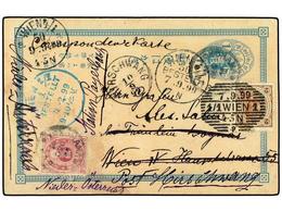 1028 JAPON. 1899. YOKOHAMA A WIEN. Entero Postal De <B>1 Sen</B> Con Franqueo Complementario De <B>3 Sen </B>reexpedido  - Andere & Zonder Classificatie